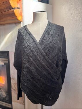 Alya Black Open-Knit Women's Cardigan